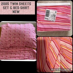 Vs pink twin bed skirt vintage 2005 collection super rare watercolor stripes